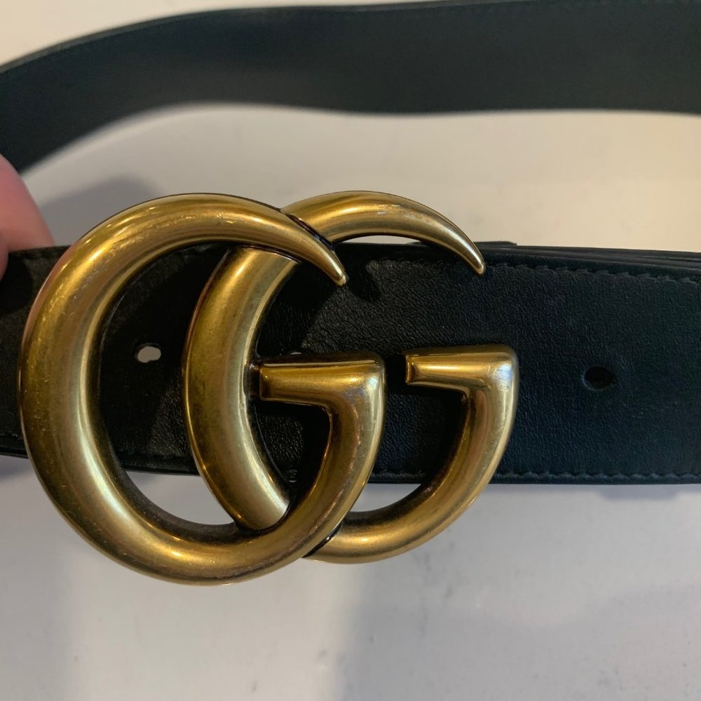 Authentic Gucci Wide Black Leather Belt
